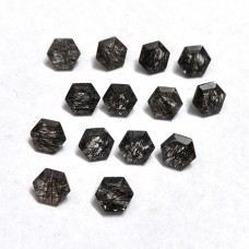 Natural black rutile quartz 7x7mm hexagon cut 1.38 cts